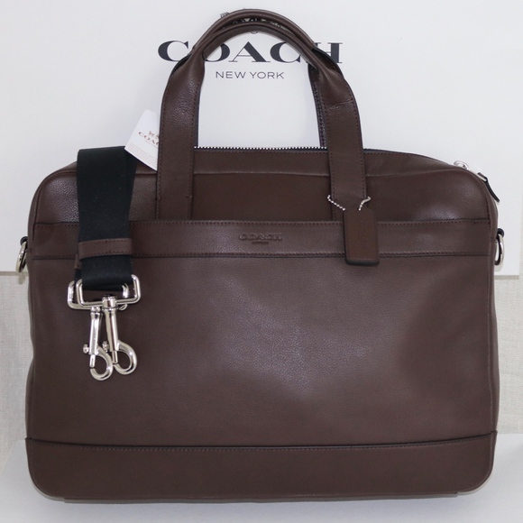 COACH brown leather Hamilton Briefcase NEW - Picture 1 of 8